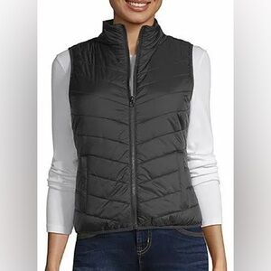 Arizona Jean Co Girls Lightweight Quilted Puffer Vest (Sz XL) Black Chevron